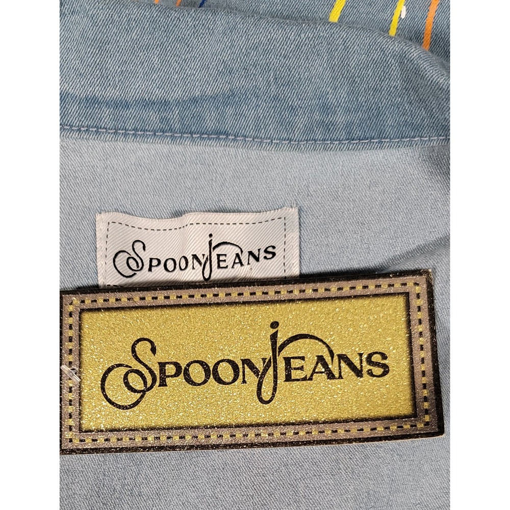 NWT Spoon Jeans Be Inspired Midi Denim Trench Paint Splatter Streetwear 1X - Picture 11 of 12